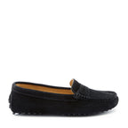 Hugs & Co Womens Penny Driving Loafers Black Suede
