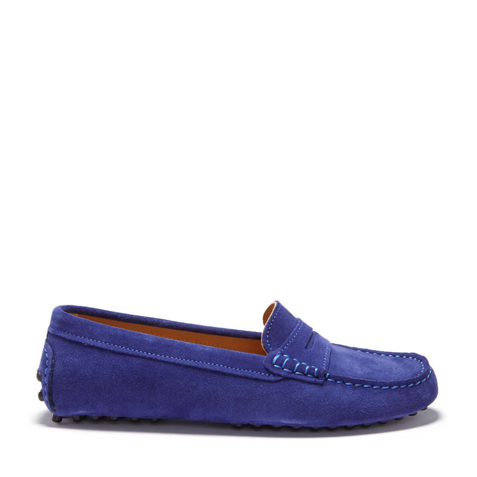 Hugs & Co Womens Penny Driving Loafers Ink Blue Suede