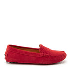 Hugs & Co Womens Penny Driving Loafers Red Suede