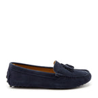 Hugs & Co Womens Tasselled Driving Loafers Navy Blue Suede