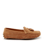 Hugs & Co Womens Tasselled Driving Loafers Tobacco Suede