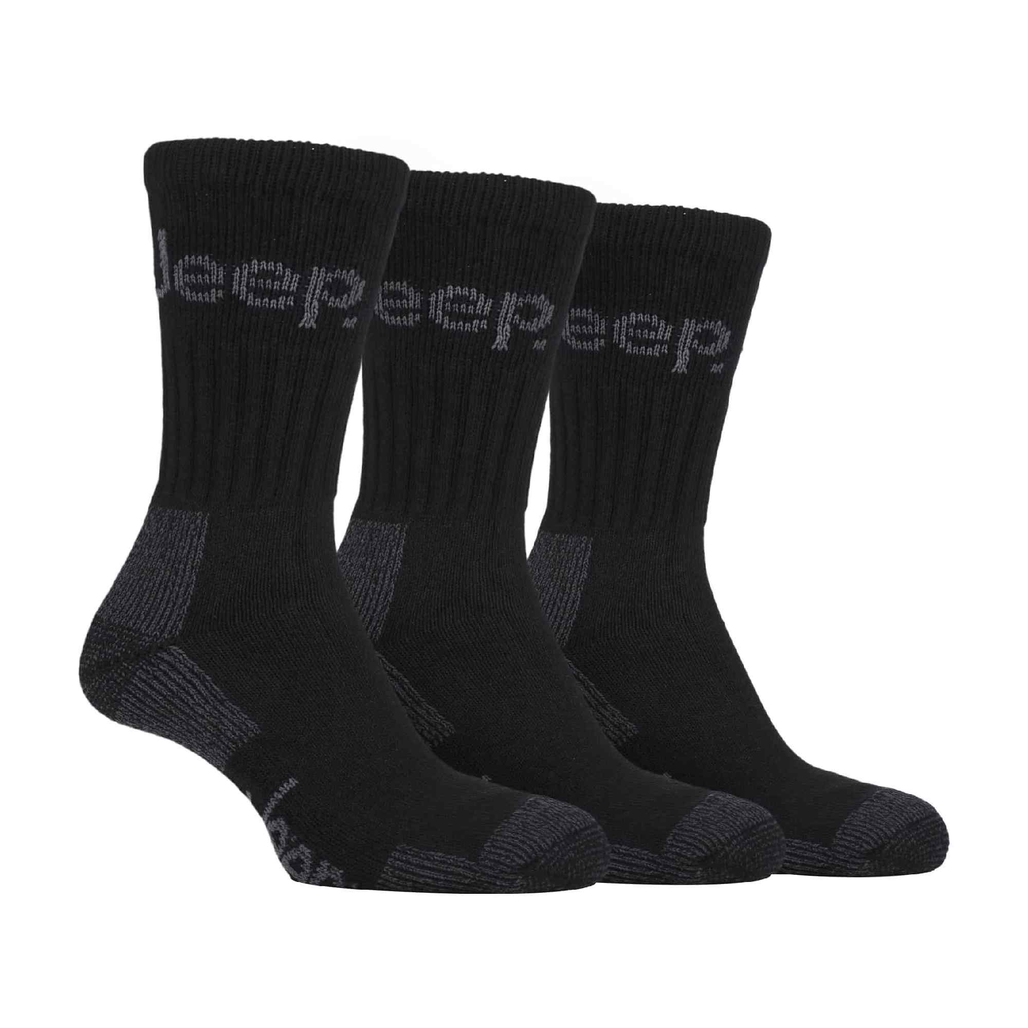 Jeep Mens Luxury Cushioned Cotton Hiking Socks Multipack Options