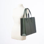 Zatchels Ivy Green handmade shopper bag model view