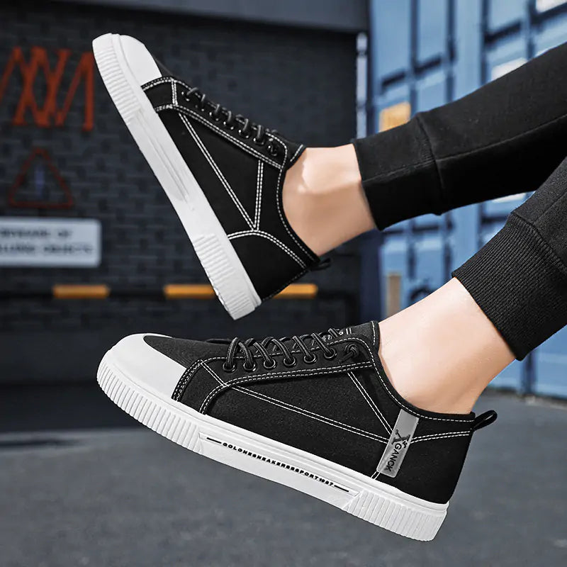 Mens Canvas Breathable Cushioned Lace Up Trainers
