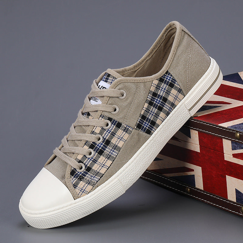 Mens Canvas Lightweight Height Increasing Low Top Trainers