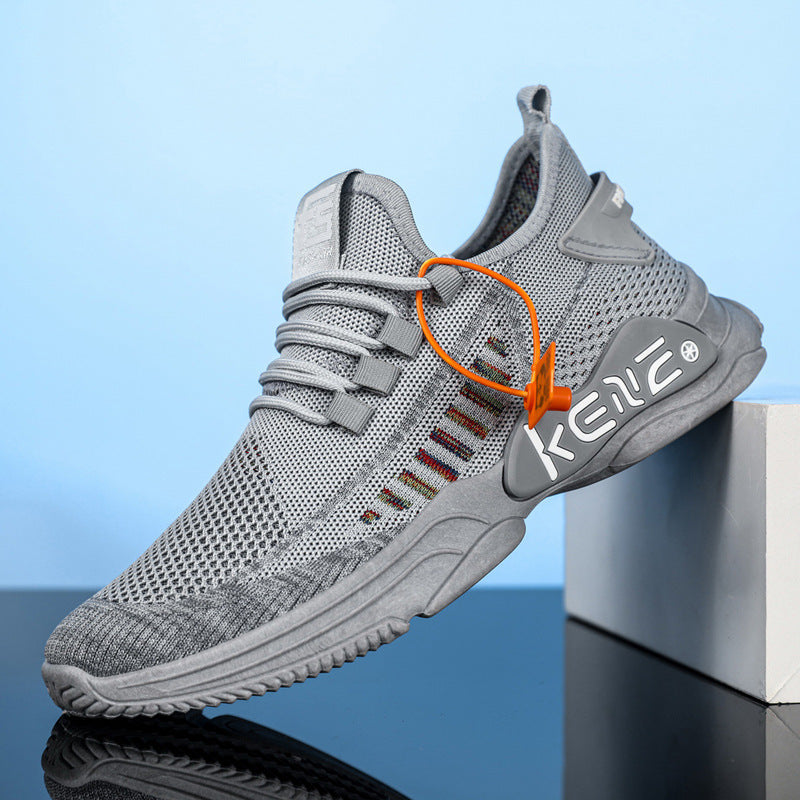 Mens Breathable Mesh Lightweight Platform Lace Up Trainers