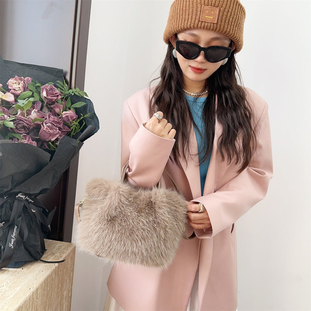 Womens Faux Fur Style Tote Bag