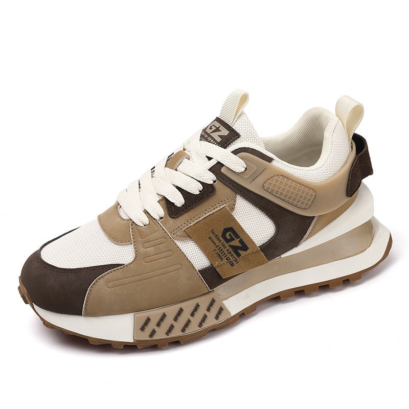 Mens Breathable Mesh Platform Lace Up Round Toe Running Trainers