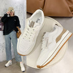 Womens Leather Breathable Platform Low Top Trainers
