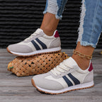 Womens Leather Lace Up Round Toe Running Trainers
