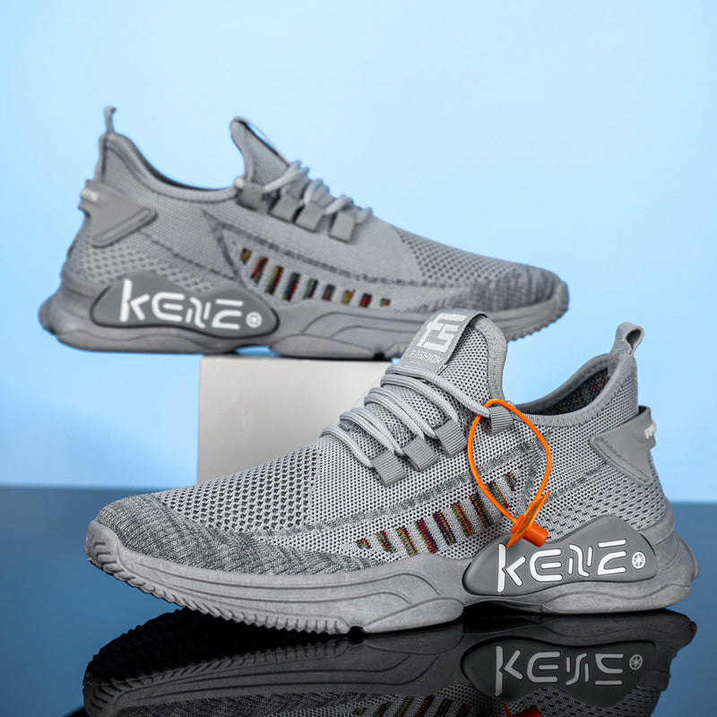 Mens Breathable Mesh Lightweight Platform Lace Up Trainers
