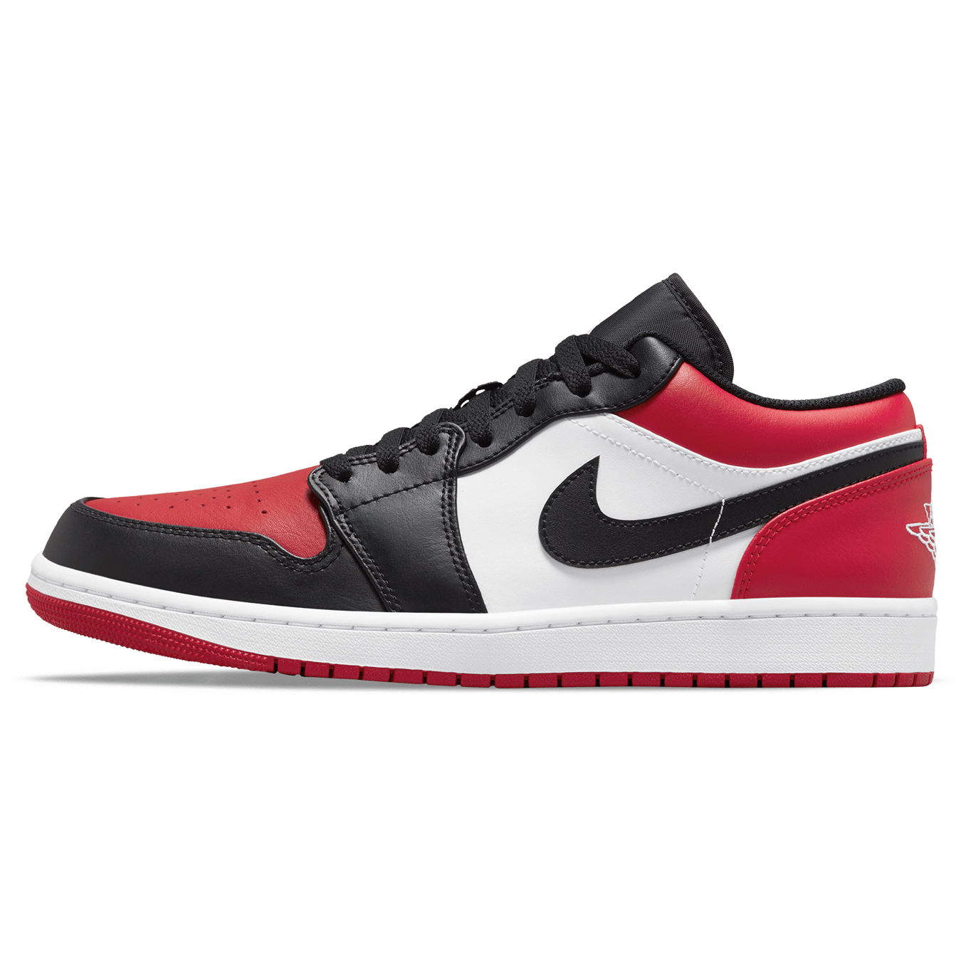Air Jordan 1 Low Bred Toe trainers main side profile