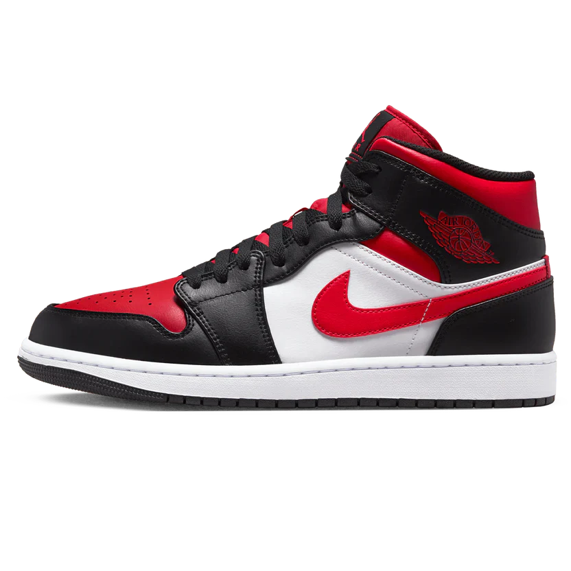 Air Jordan 1 Mid Black Fire Red Trainers