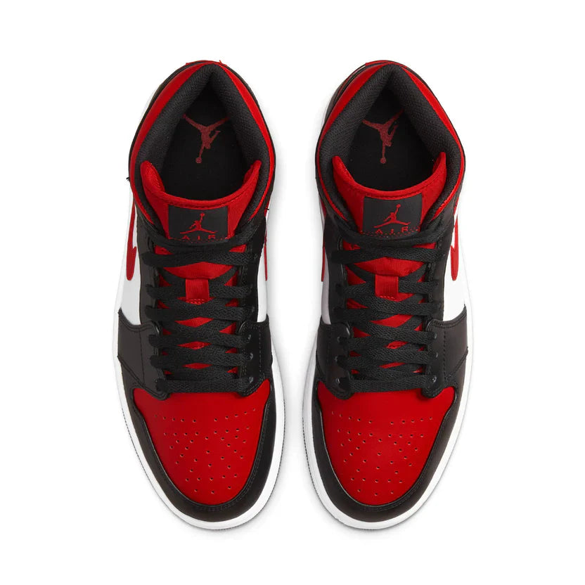 Air Jordan 1 Mid Black Fire Red Trainers