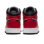 Air Jordan 1 Mid GS Chicago Black Toe trainers top view showing laces