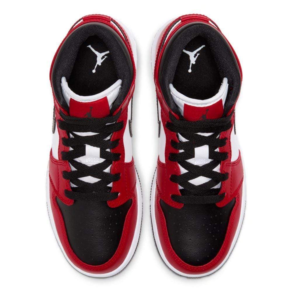 Air Jordan 1 Mid GS Chicago Black Toe trainers heel view