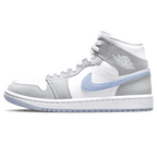 Air Jordan 1 Mid Womens White Wolf Grey trainers main side profile