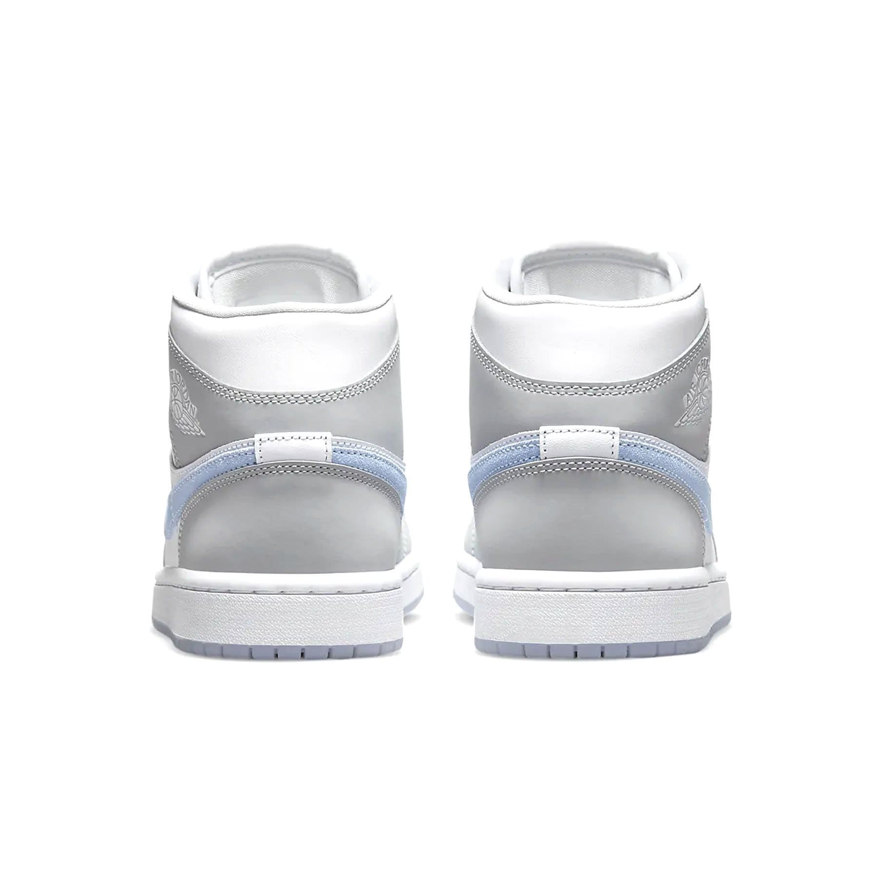 Air Jordan 1 Mid Womens White Wolf Grey trainers heel view