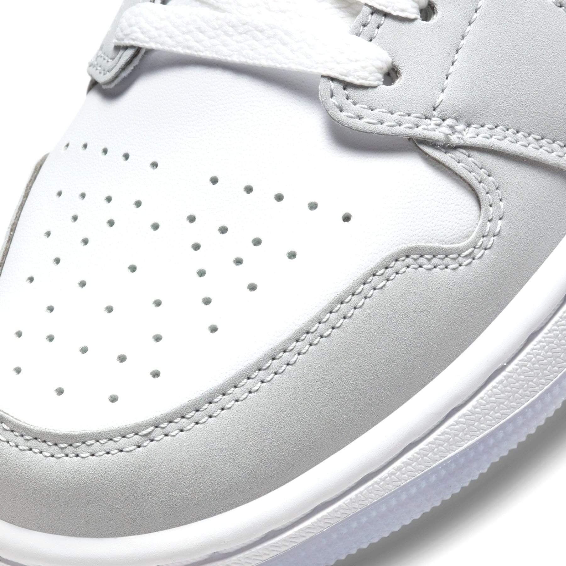 Air Jordan 1 Mid Womens White Wolf Grey trainers close detail view
