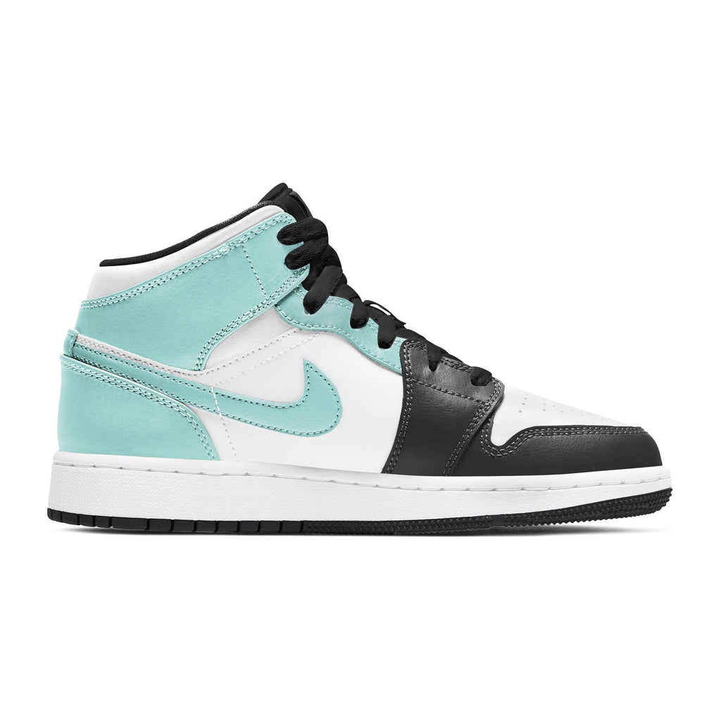 Air Jordan 1 Mid GS Tropical Twist trainers top view showing laces