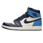 Air Jordan 1 High OG Obsidian UNC trainers main side profile