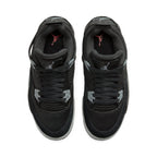Air Jordan 4 Retro SE GS Black Canvas trainers top view showing laces