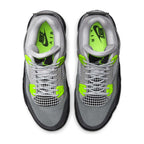 Air Jordan 4 Retro SE GS Neon 95 trainers top view showing laces