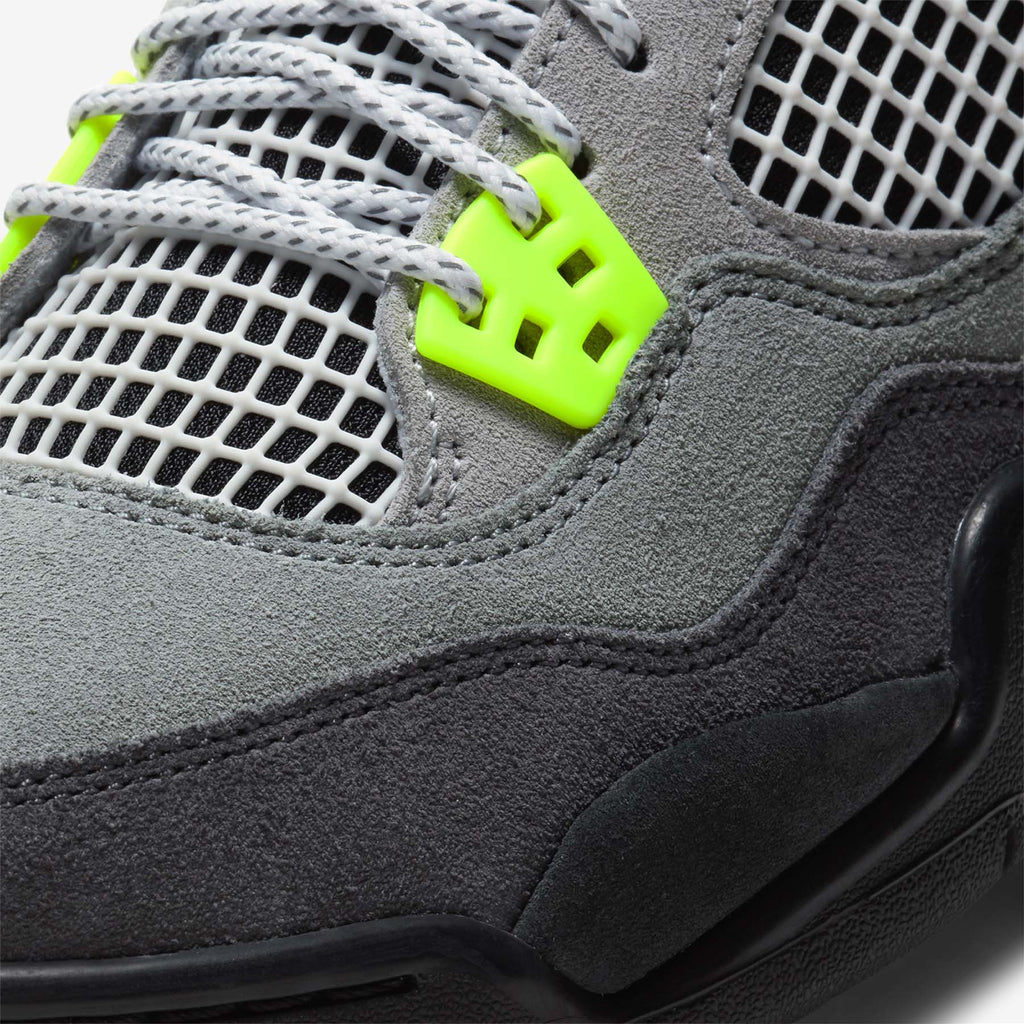 Air Jordan 4 Retro SE GS Neon 95 trainers close detail view