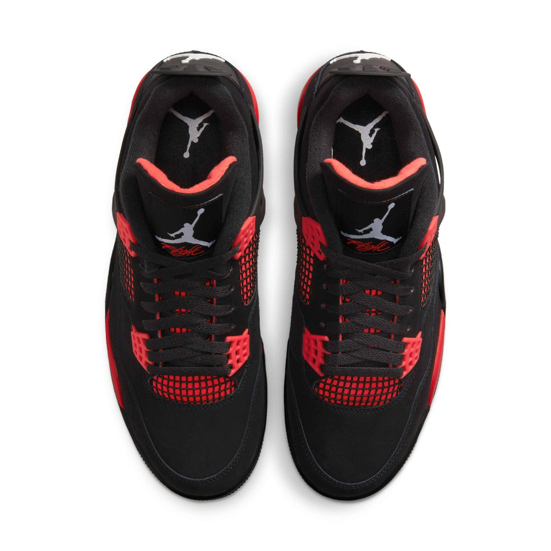 Air Jordan 4 Retro Red Thunder trainers top view showing laces