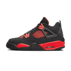 Air Jordan 4 Retro GS Red Thunder trainers main side profile black red