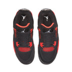 Air Jordan 4 Retro GS Red Thunder trainers top view showing laces