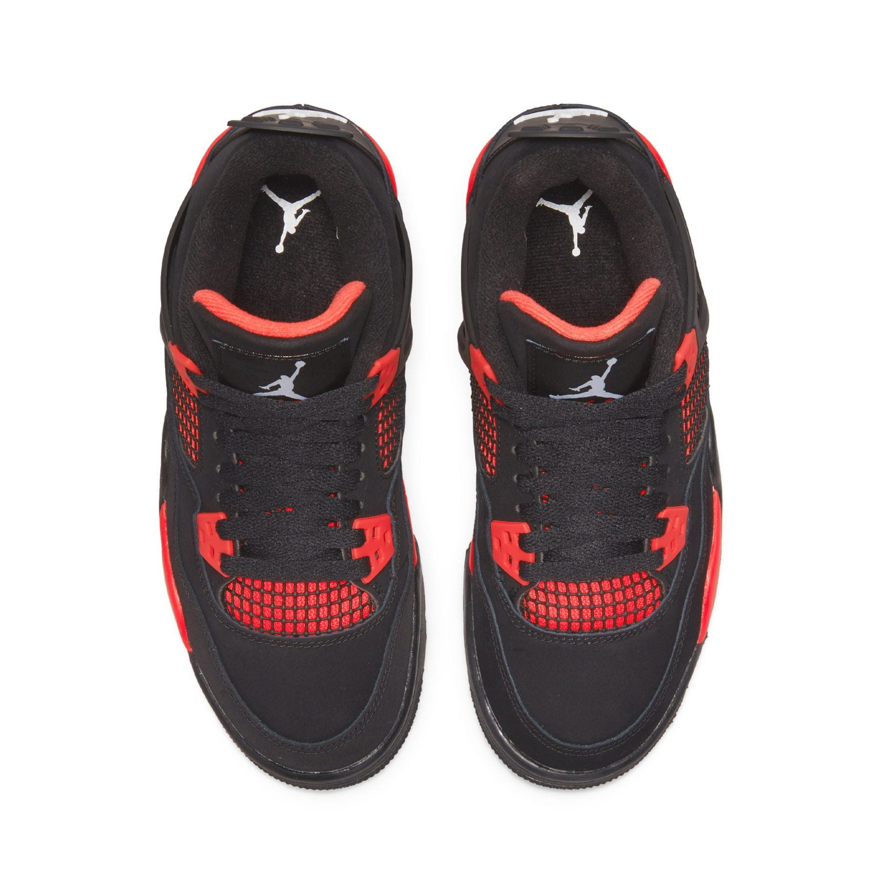 Air Jordan 4 Retro GS Red Thunder trainers top view showing laces