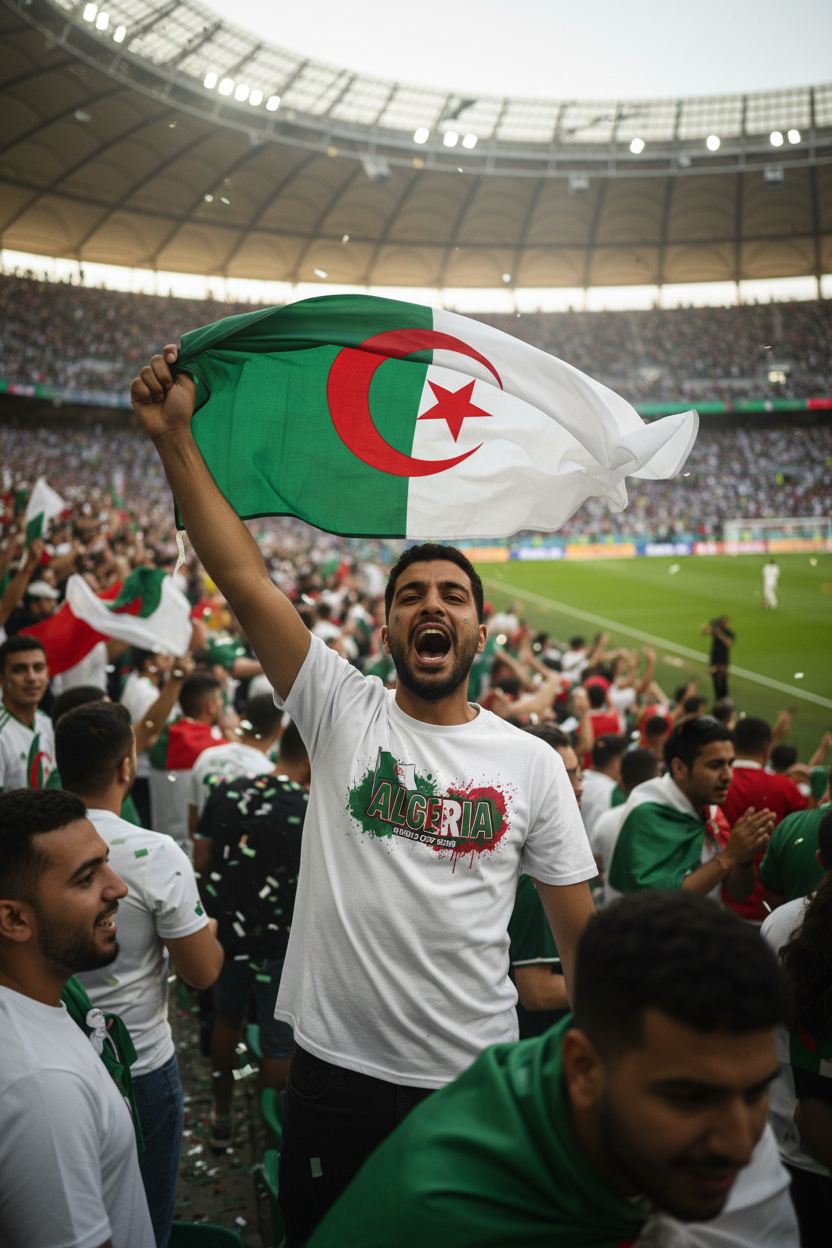Algeria World Cup 2026 T-Shirt - Bold Graffiti Flag Design by StayClothed.com