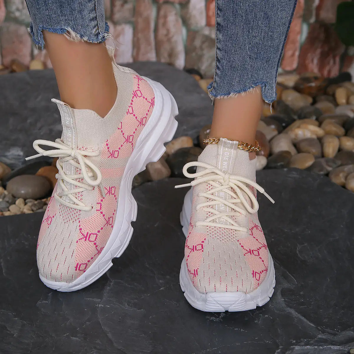 Womens Breathable Mesh Lightweight Lace Up Running Trainers