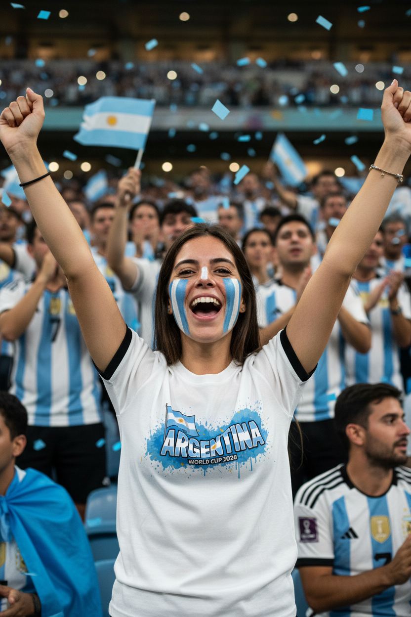 Argentina World Cup 2026 T-Shirt - Bold Graffiti Flag Design by StayClothed.com