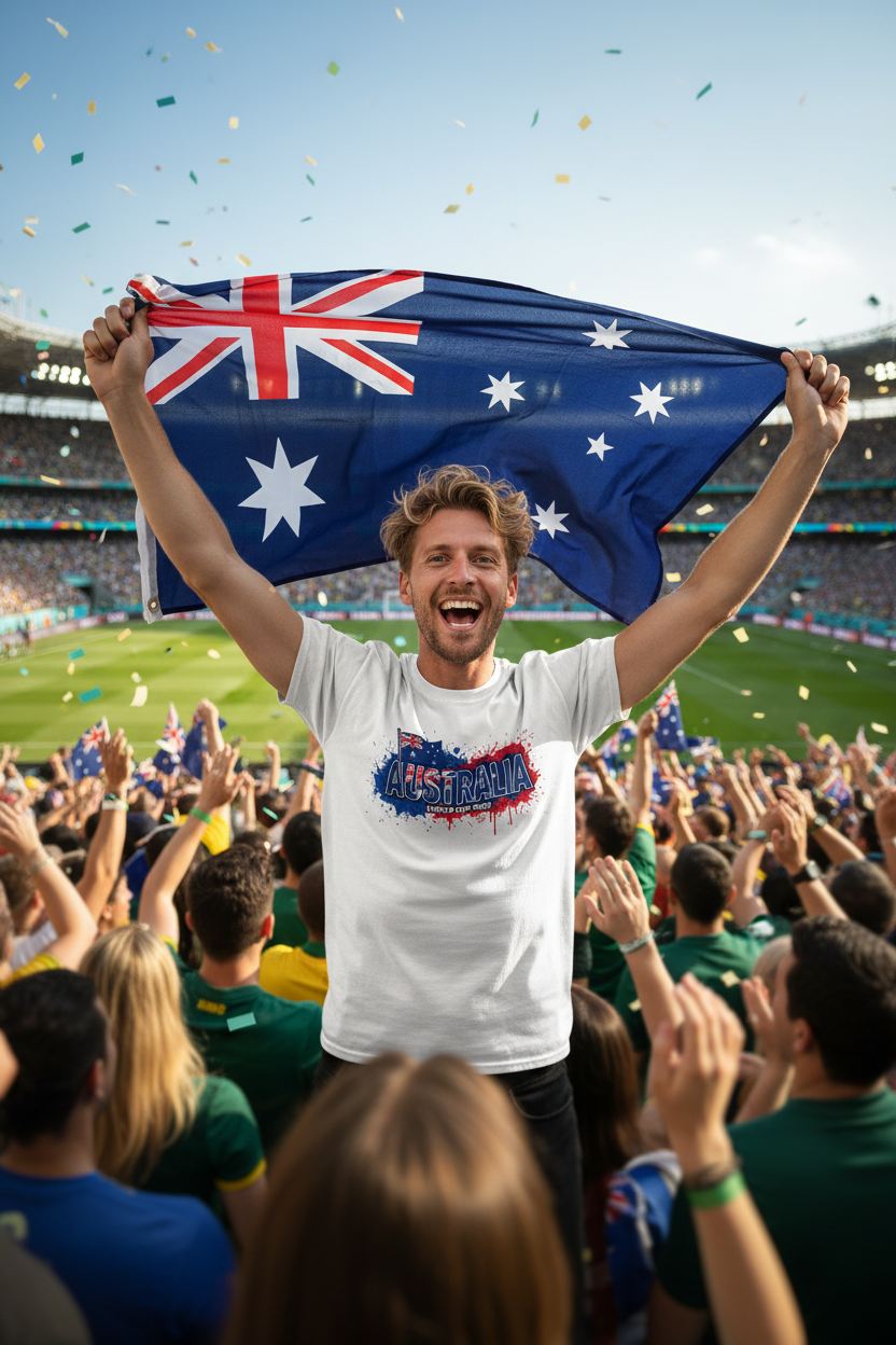 Australia World Cup 2026 T-Shirt - Bold Graffiti Flag Design by StayClothed.com