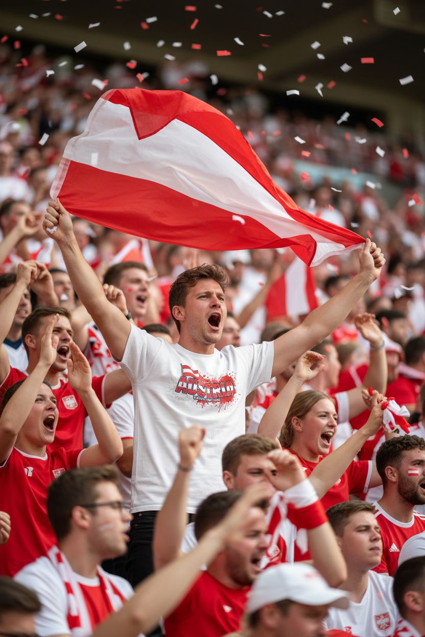 Austria World Cup 2026 T-Shirt - Bold Graffiti Flag Design by StayClothed.com