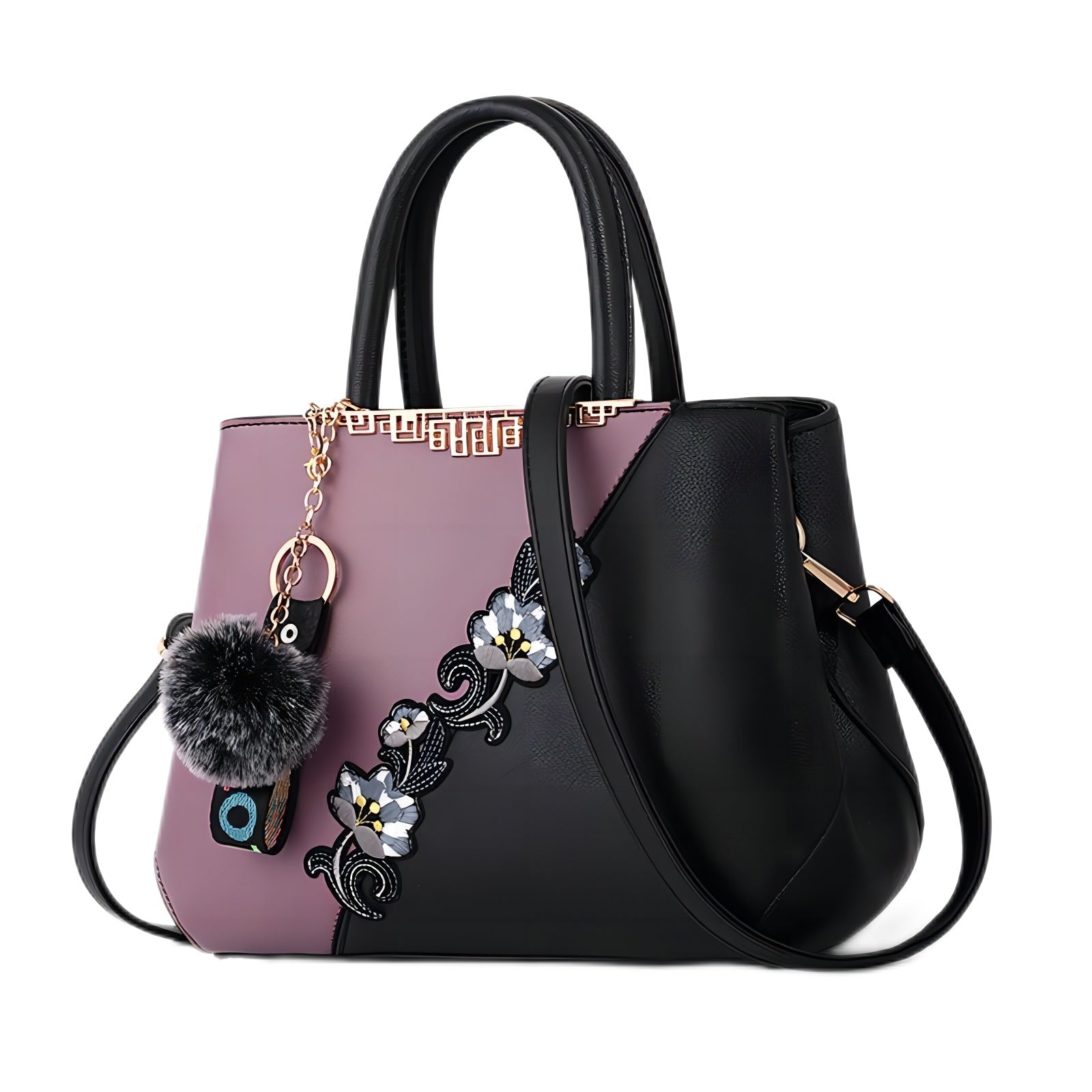 Womens Floral Pattern Spliced Colour Shoulder Bag