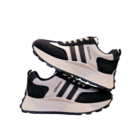 Womens Leather Breathable Lightweight Height Increasing Running Trainers