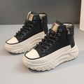 Womens Height Increasing Platform Low Top Lace Up Trainers