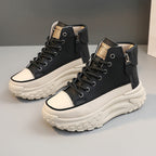 Womens Height Increasing Platform Low Top Lace Up Trainers