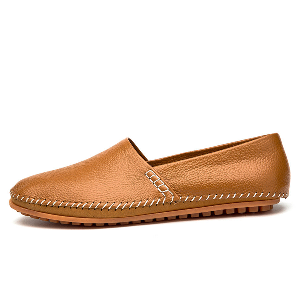 Mens Leather Round Toe Loafers