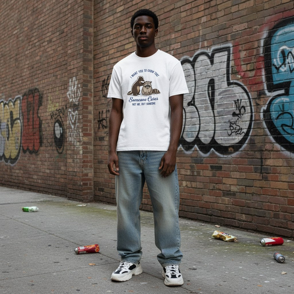 Black man in a streetwear style photo wearing a white t-shirt.