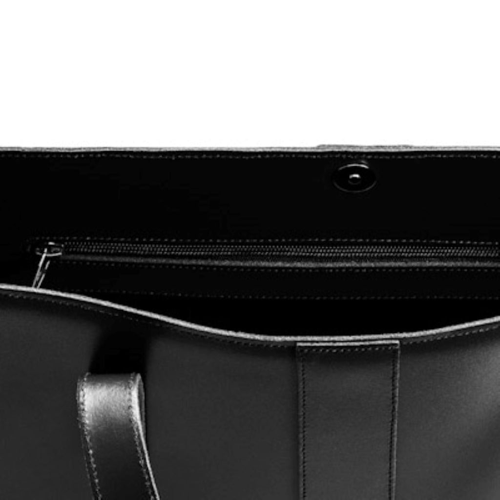 Zatchels Black Handmade Leather Shopper Bag