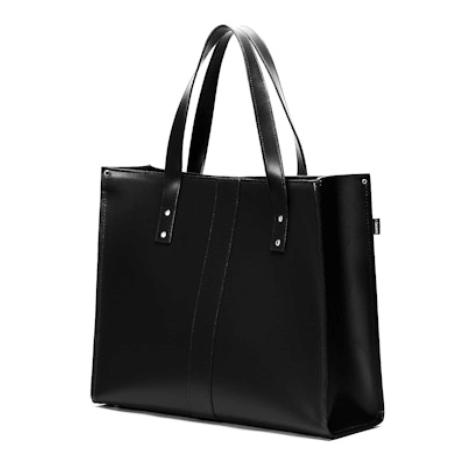 Zatchels Black Handmade Leather Shopper Bag