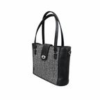 Zatchels Black Tannery Tweed shopper bag side view