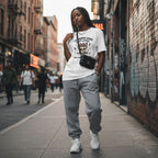 Black woman wearing streetwear in a lifestyle photo