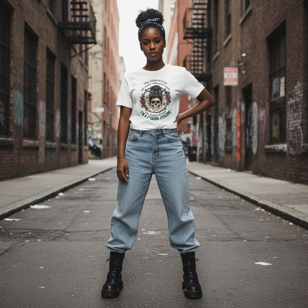 Black woman in streetwear apparel