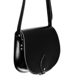 Zatchels Black leather saddle bag side view