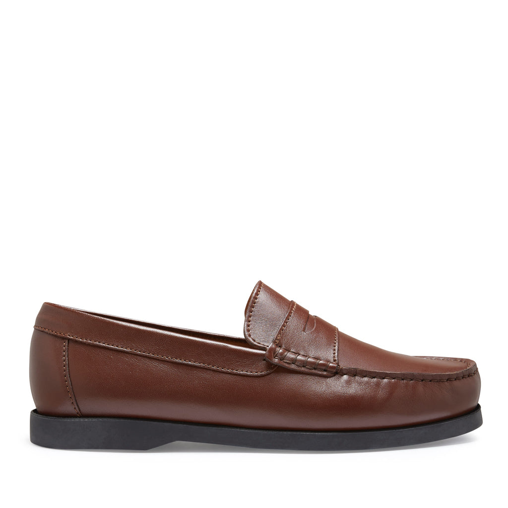 Hugs & Co Mens Boat Loafers Brown Leather